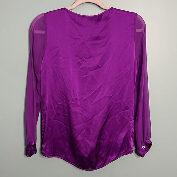 Marciano Silk Blouse Sheer Long Sleeve - Picture 7 of 9